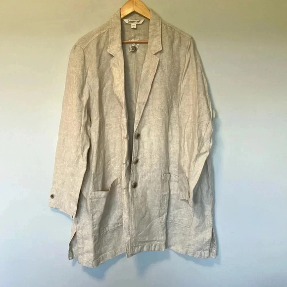 NWT Coldwater Creek 100% linen  beige tan jacket - Picture 1 of 6